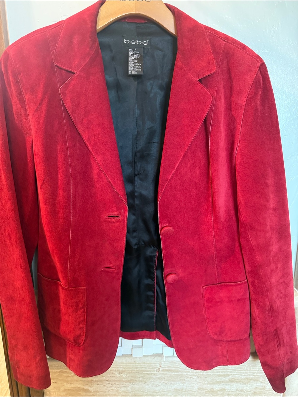 bebe Red Suede Tailored Blazer